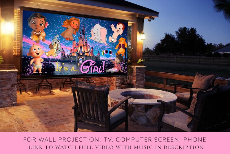 Gender reveal video It's a Girl Video digital announcement movie Wall projection Instant Messaging image 1