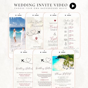 TRAVEL DESTINATION Video Wedding Invitation | Video Invitation | Luxury Invitation | Wedding Timeline Invitation | Custom Mobile Invite WD04