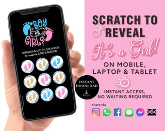 GIRL Instant download Gender Reveal Digital Scratch card digital announcement | Email Text Social Media