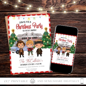 ANY TEXT Christmas Invite |  Birthday Home Alone Invitation | Digital and Printable Canva Self Edit Instant Download