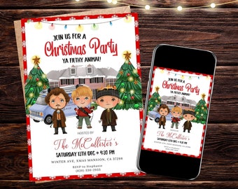 ANY TEXT Christmas Invite |  Birthday Home Alone Invitation | Digital and Printable Invite Editable Template | Instant Download