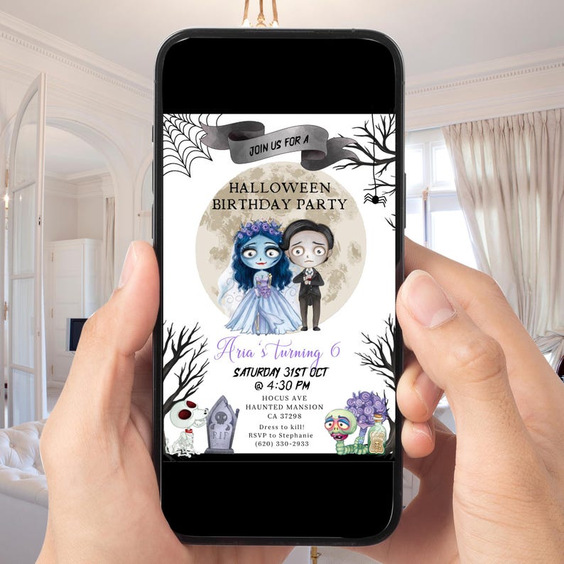 Bearbeitbar Halloween Braut einladen | Geburtstags-Halloween-Einladung | Digitale und druckbare einladen bearbeitbare Vorlage | Sofort Download Bild 4