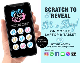 BOY Instant download Gender Reveal Digital Scratch card digital announcement | Email Text Social Media