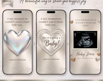 Personalised Pregnancy Reveal Scratch Card Baby Announcement Ultrasound Gender Neutral Reveal for Grandparents, Friends & Family