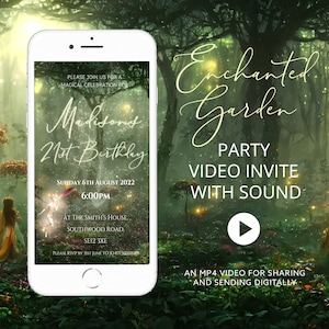 ANY EVENT Enchanted Garden Invitation, Fairy Garden Video Invitation, Enchanted Forest Invite, Animated Video, Save The Date, Custom EG03