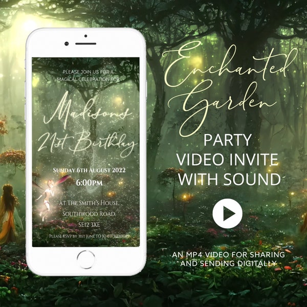 ANY EVENT Enchanted Garden Invitation, Fairy Garden Video Invitation, Enchanted Forest Invite, Animated Video, Save The Date, Magical EG03