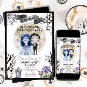 Editable Halloween Bride  Invite |  Birthday Halloween Invitation | Digital and Printable Invite Editable Template | Instant Download