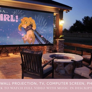 GIRL Gender Reveal Video digital announcement movie | Birth | Baby Shower Wall Projection and instant messaging