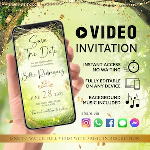 ANY TEXT Enchanted Fairy Princess Save The Date Invitation, Video Invitation, Birthday, Quinceañera, Self Edit Video Instant Download