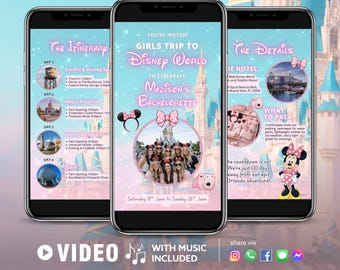 オーランド女子旅の独身パーティー旅行プラン動画 WDW招待状 音楽付きアニメーション | Canvaで簡単編集、すぐにダウンロード