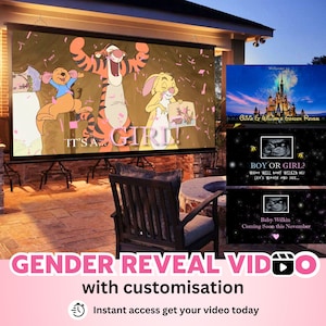 Gender Reveal Video – It’s a Girl – Customised Digital Baby Announcement Movie – Instant Download Text, Party, TV Wall Projection, WhatsApp