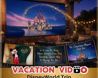 Vídeo de revelación de vacaciones mágicas en parques temáticos de Orlando, Florida / Sorpresa personalizada para viajes familiares / Descarga instantánea editable y personalizada