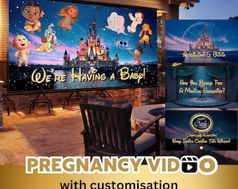 INSTANT ACCESS Pregnancy Announcement Reveal Video  movie Baby Shower Wall projection and instant messaging Customised Personalised Text