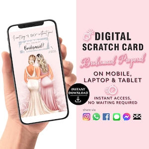 Carte à gratter pour proposition de demoiselle d'honneur, carte à gratter numérique, soyez ma demoiselle d'honneur, faire-part numérique carte de vœux | Texte de l'e-mail