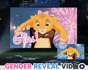 Video personalizzato per rivelare il sesso del bambino con il leone / Annuncio della nascita / Realizzato su ordinazione I26