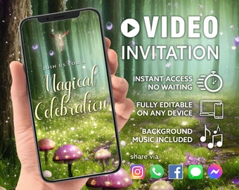 ANY TEXT Enchanted Fairy Invitation, Garden Fairyland Video Invitation, Enchanted Forest Invite Animated | Canva Self Edit Instant Download