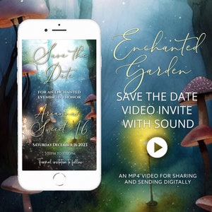 ANY EVENT Enchanted Garden Save The Date Invitation, Fairy Garden Video Evite, Enchanted Forest Quinceañera, Magical Animated Video EG04