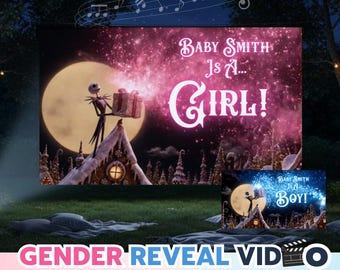Custom Gender Reveal Video, Halloween Christmas Theme Baby Announcement, Personalized Movie Gender Reveal Party or Text  - Made to order L26