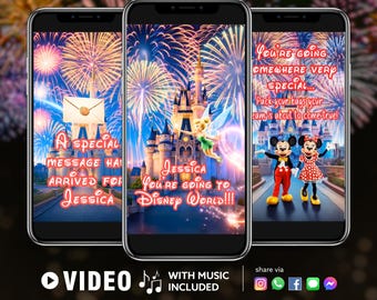 Customisable Magical Theme Park Vacation Reveal Video | Personalized Kids Trip Surprise | Canva Editable Instant Download