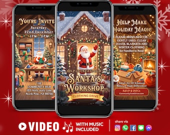 Winter Coat Drive Video Invitation, Charity Clothing Drive Event Invite, Community Digital Evite, Canva Editable Template