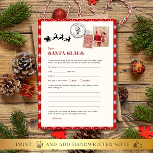 ELKE TEKST Bewerkbare kerstman bericht afdrukbare brief | Kerstbrief aan de kerstman Noordpool | Canva Self Edit direct downloaden