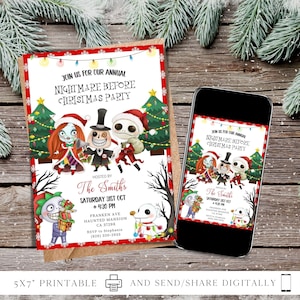 QUALSIASI TESTO Invito alla festa di Natale / Invito alla festa di compleanno / Modello modificabile di invito digitale e stampabile / Download immediato