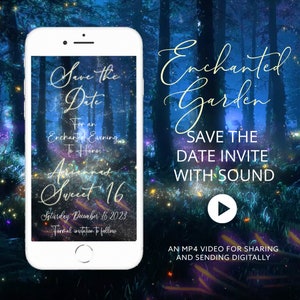 ANY EVENT Enchanted Garden Save The Date Invitation, Fairy Garden Video Evite, Enchanted Forest Quinceañera, Custom Video EG01