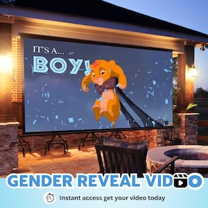 INSTANT ACCESS BOY Video digital announcement gender reveal movie | Wall projection Instant Messaging Fireworks