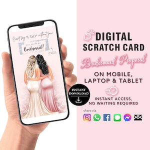 Carte à gratter pour proposition de demoiselle d'honneur, carte à gratter numérique, soyez ma demoiselle d'honneur, faire-part numérique carte de vœux | Texte de l'e-mail