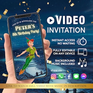 Invitation vidéo de soirée TOUT TEXTE | Invitation animée numérique | faire-part d&#39;anniversaire | Téléchargement instantané de la vidéo auto-éditable Canva