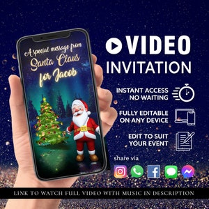 Editable Santa Claus Message Letter  Video With Music | Christmas Letter From North Pole | Canva Self Edit Instant Download