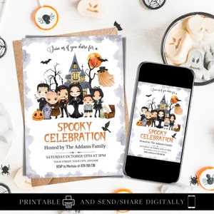 ANY TEXT Halloween Family Birthday Invitation Party, Halloween Party , Digital and Printable Invite Editable Template | Instant Download