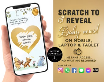 Auntie! Family Pregnancy Announcement Scratch Card | New Baby Surprise Pregnancy | Pregnancy reveal | Email Text