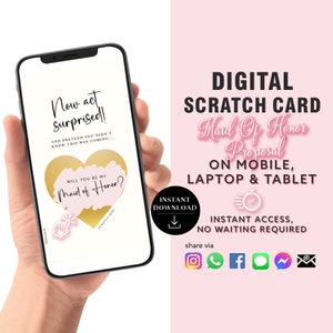 Carte à gratter pour proposition de demoiselle d'honneur, carte à gratter numérique, Be My MOH, faire-part numérique carte de vœux | Texte de l'e-mail