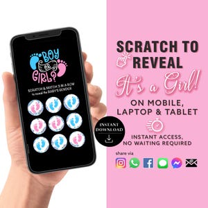 GIRL Instant download Gender Reveal Digital Scratch card digital announcement | Email Text Social Media