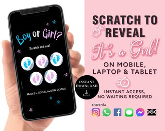 GIRL Instant download Gender Reveal Digital Scratch card digital announcement | Email Text Social Media