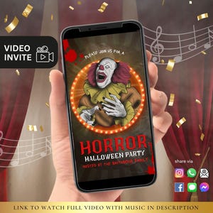 ANY TEXT Halloween Horror Party Invite Circus Clown Animated Video Invitation | Editable Video Instant Download