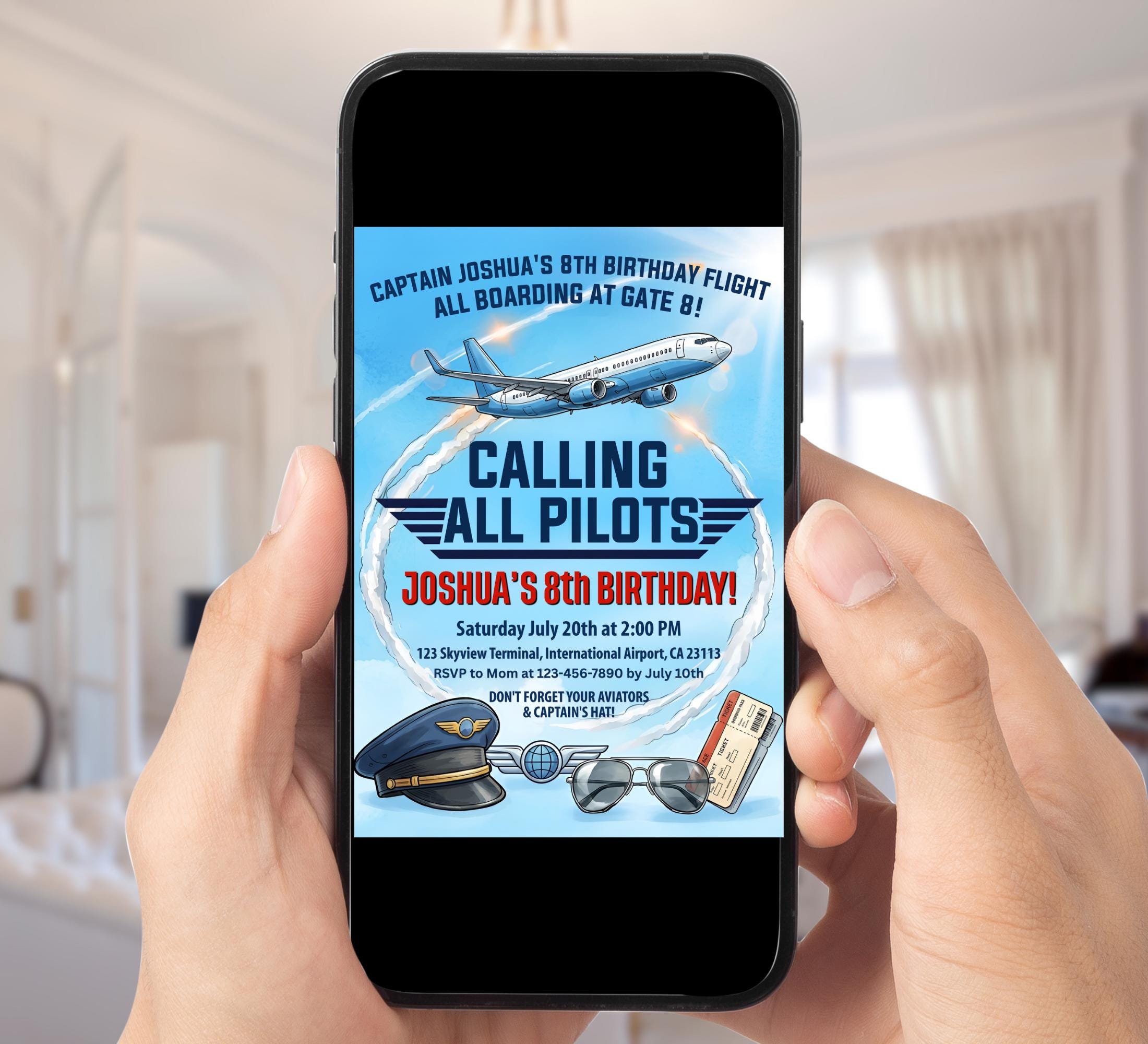Take Flight Invite Commercial Airplane Birthday Invitation, Pilot Flight Attendant Party ...