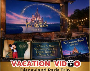 Paris Magical Theme Park Vacation Reveal Video | Personalized Family Trip Surprise | Custom Editable Instant Download