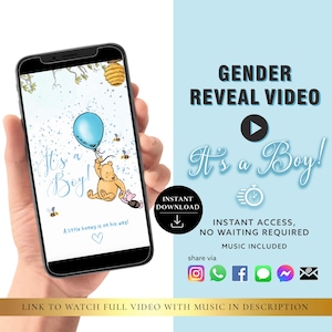 Video de revelación de género de NIÑO Descarga instantánea Video de anuncio digital de tarjeta de video de revelación de género / Correo electrónico Texto Redes sociales Globo Cuenta regresiva Humo