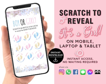 GIRL Instant download Gender Reveal Digital Scratch card digital announcement | Email Text Social Media