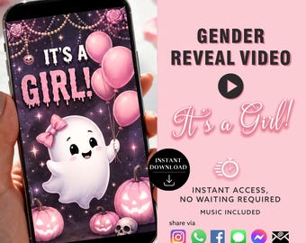 Oh Sheet Girl Gender Reveal Video Invitation, Ghostly Cauldron Animated Evite, Halloween Reveal Party, Spooky - Instant Download