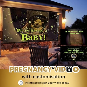 INSTANT ACCESS Pregnancy Announcement Reveal Video announcement movie Baby Shower Wall projection Customised Personalised Text