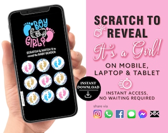 GIRL Instant download Gender Reveal Digital Scratch card digital announcement | Email Text Social Media