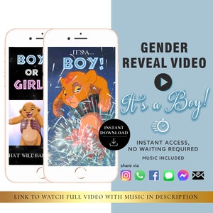 BOY Instant download Gender Reveal Video card digital announcement video |  Balloon Countdown Firework Social Media