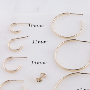 14K Gold Filled 2mm Flat Wide Hoop Earring Finding, 2mm Wide Hoops Post Earrings Available in Different Sizes, Small or Large Hoops GFER235