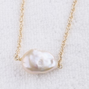 14K Gold Filled Twisted Rope fertige Kette mit Perle, Barockperlenkette, Layering Kette GFNC16