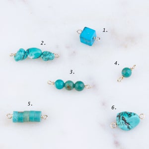 6  pcs-Turquoise Nugget Beads Connector,Real Turquoise Bead Connector ,Heishi Turquoise 4mm Beads, CM38GC