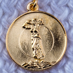 Guardian Angel Sterling Silver Round Disc Pendant - VC54