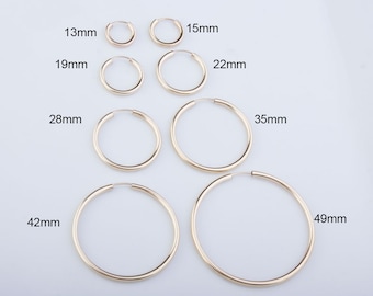 14K Gold Filled 2mm wide Endless Tube Hoop Earring Component, Priced per Pair, Variety of  Sizes, Thick Gold Filled Tube Hoops, GFER199